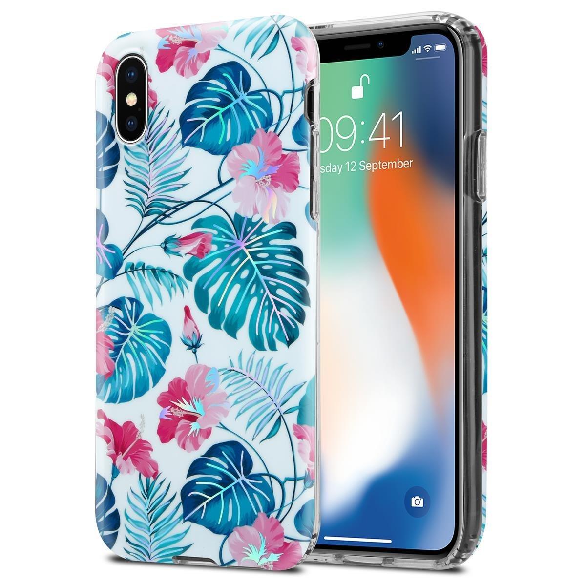 Cadorabo  Housse compatible avec Apple iPhone X / XS - Coque de protection en silicone TPU avec motif floral 