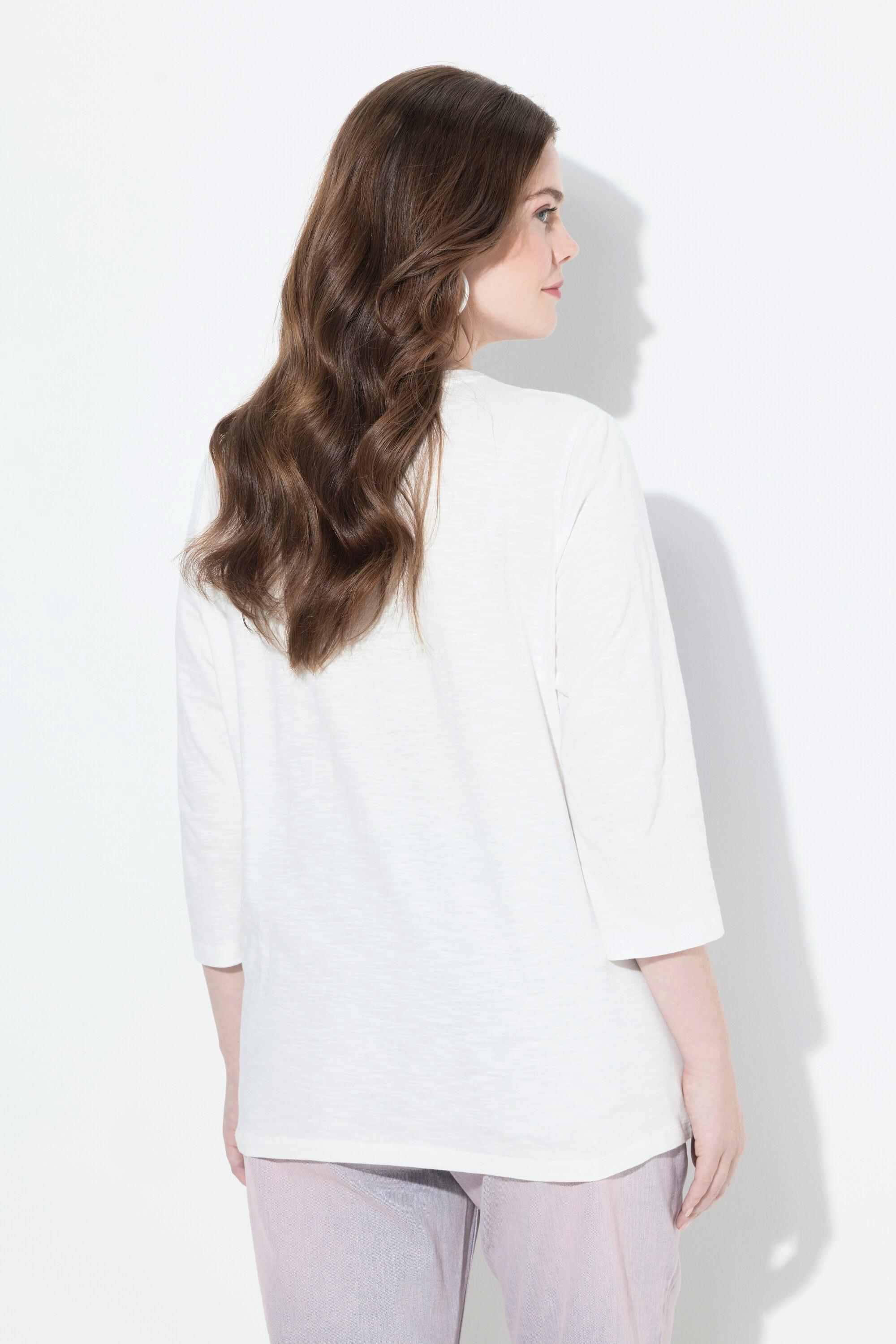 Ulla Popken Maglia Classica Girocollo Maniche 3/4 Motivo Scarpe  