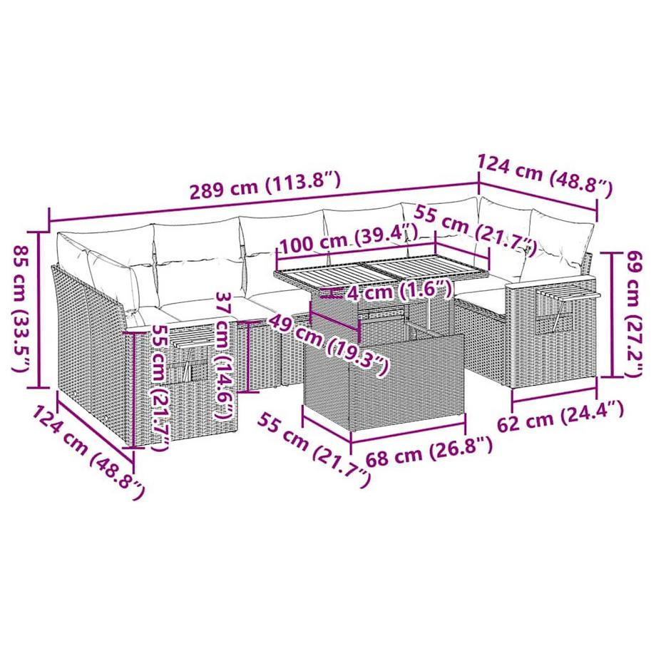 VidaXL Garten sofagarnitur poly-rattan  