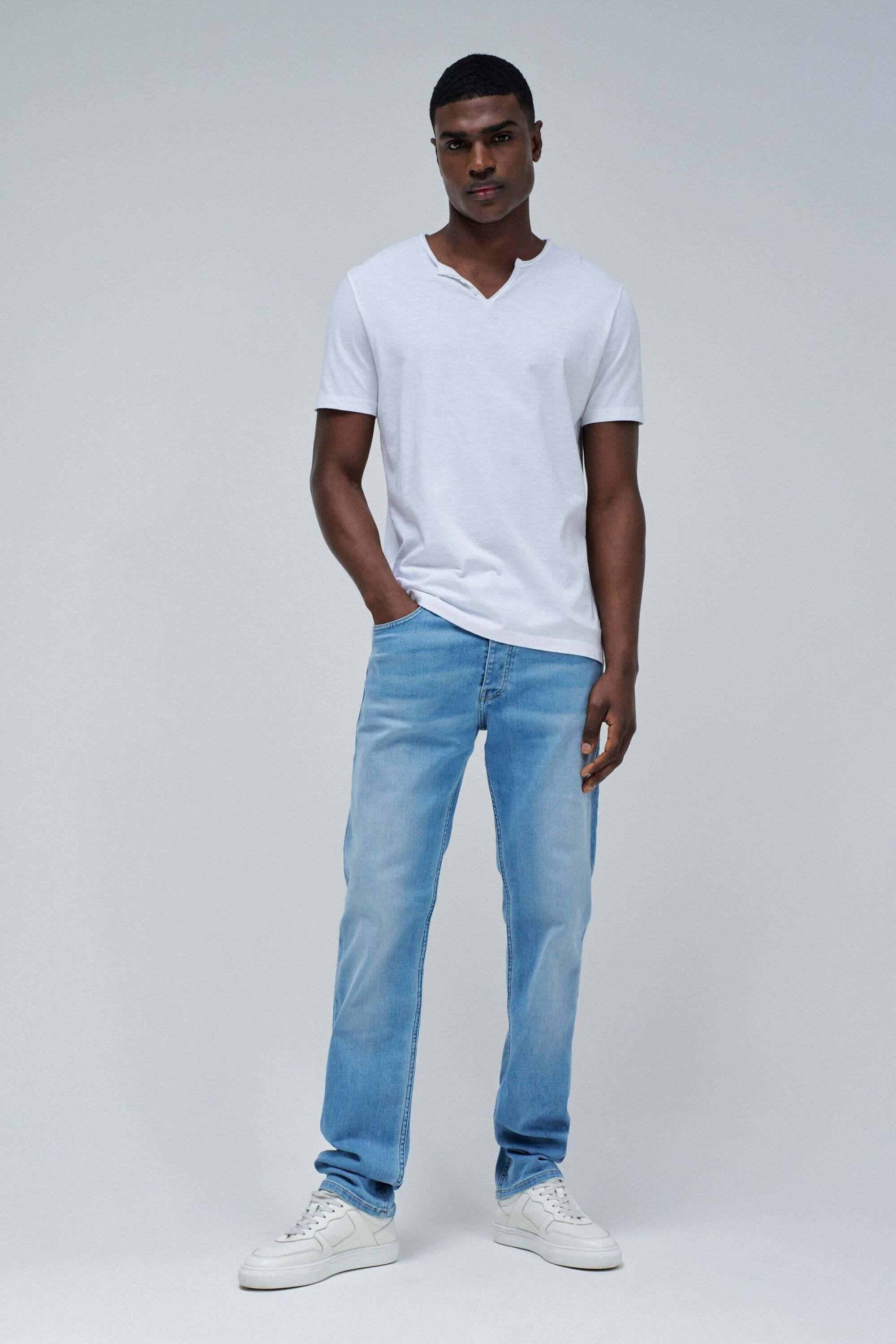 Salsa V-Ausschnitt Knopfleiste Slim Fit T-Shirt  
