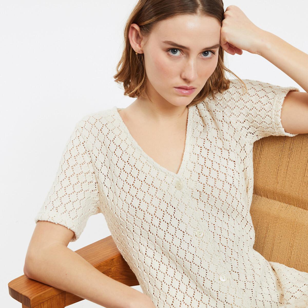 La Redoute Collections Abito Lungo all'Uncinetto Scollo a V Maniche Corte  