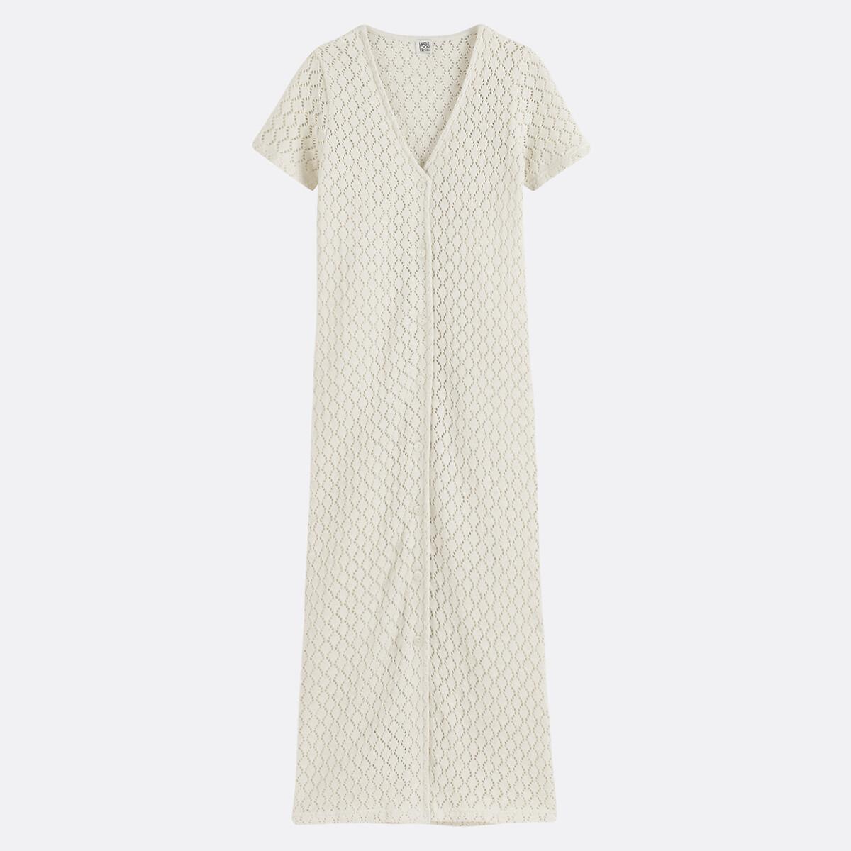 La Redoute Collections Abito Lungo all'Uncinetto Scollo a V Maniche Corte  