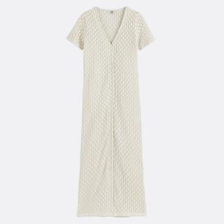 La Redoute Collections Abito Lungo all'Uncinetto Scollo a V Maniche Corte  