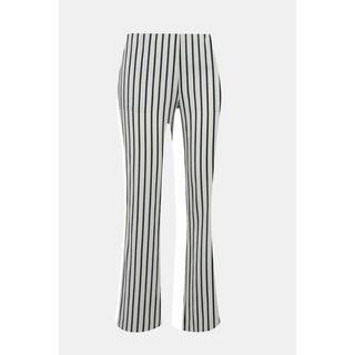 Ulla Popken  Pantaloni in misto lino modello Mary con righe, taglio della gamba ampio e cintura elastica 