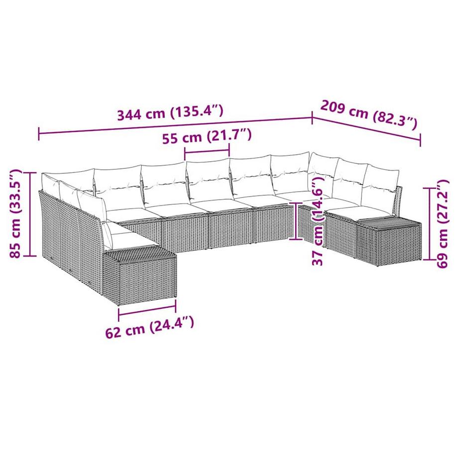 VidaXL Gartensofa-set poly-rattan  
