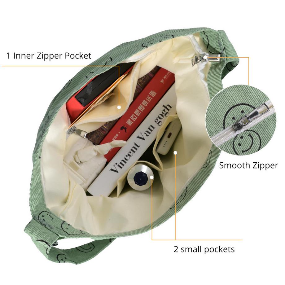 Only-bags.store Grand Sac Fourre-Tout en Velours Côtelé  