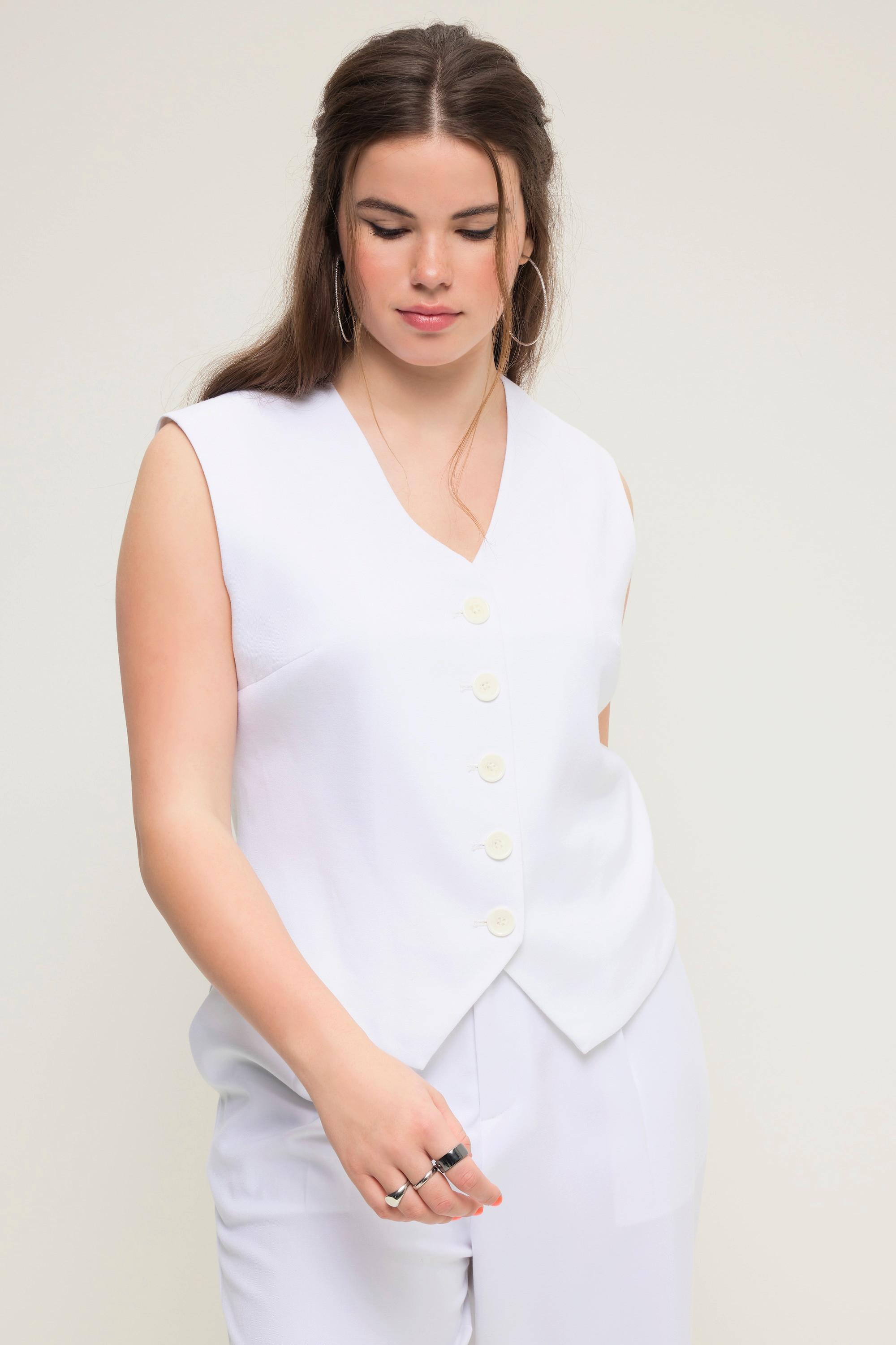 Studio Untold Anzug Weste Fitted Fit V-Ausschnitt Spitzsaum  