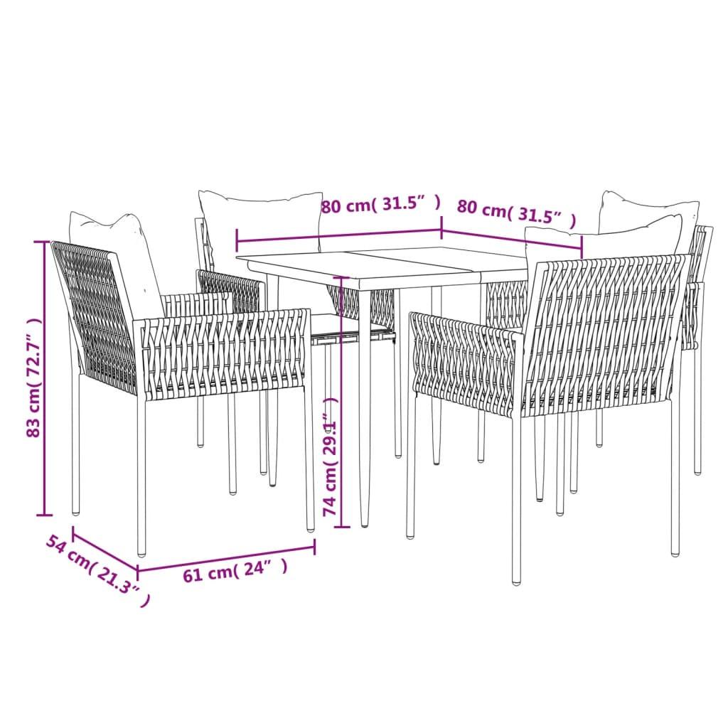 VidaXL set da pranzo da giardino Polirattan  