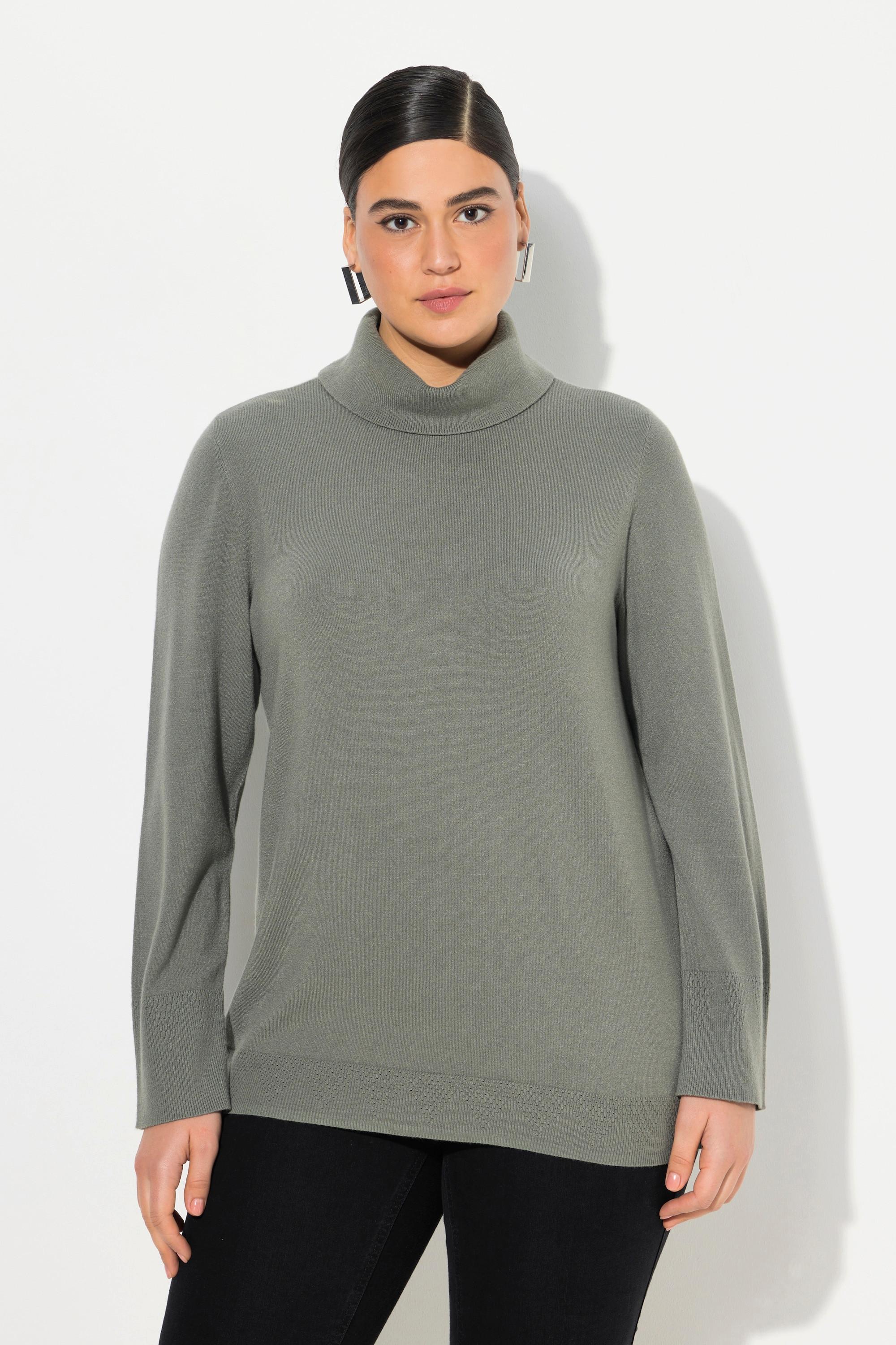 Ulla Popken  Rollkragenpullover, breite Rippbündchen, Langarm 