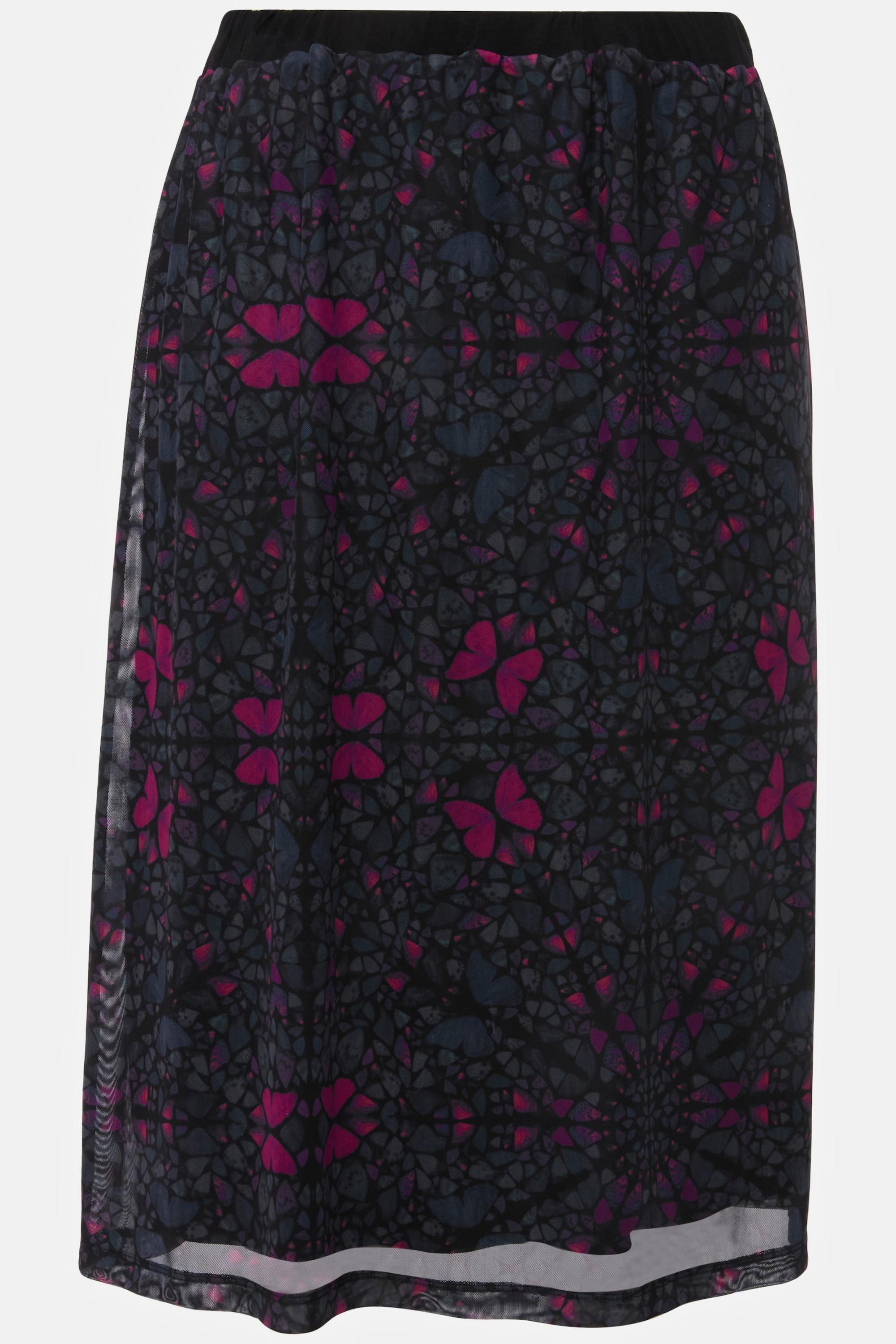 Ulla Popken Jupe en tulle double couche ligne A ceinture élastique  