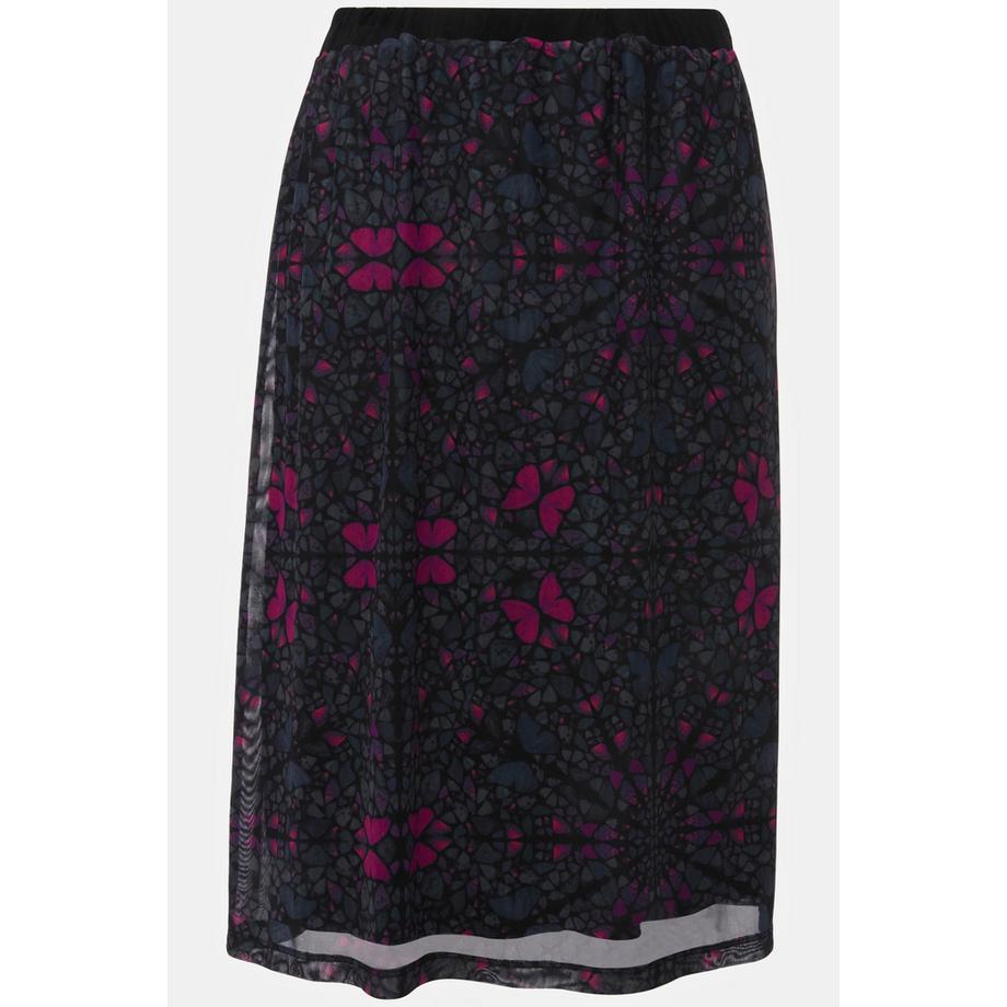 Ulla Popken Gonna in mesh doppio strato linea A cintura elastica  