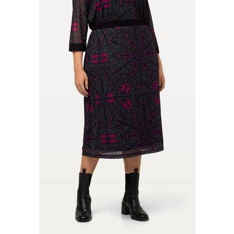 Ulla Popken Gonna in mesh doppio strato linea A cintura elastica  