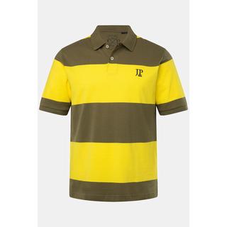 JP1880  Polo à manches courtes, maille piquée à rayures jaune clair 