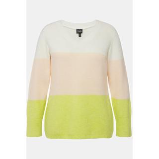 Ulla Popken  Maglione con righe, scollo a V e maniche lunghe 