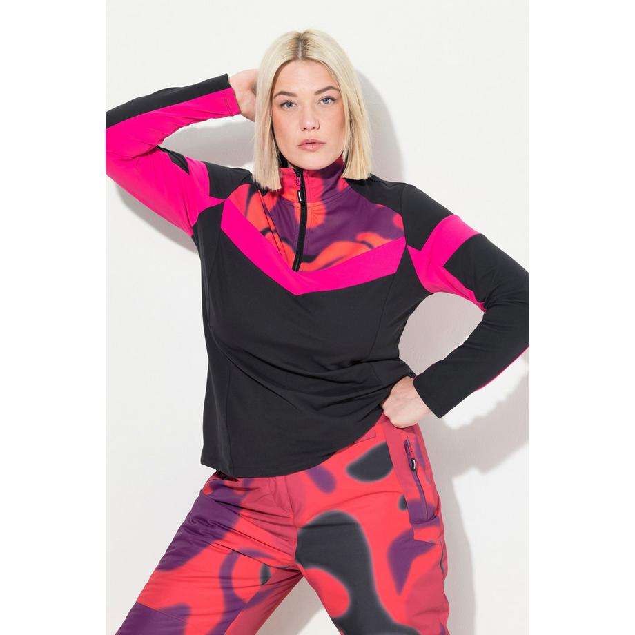 Ulla Popken Pullover Polo Funzionale Slim Collo Polo Maniche Lunghe Riciclato  