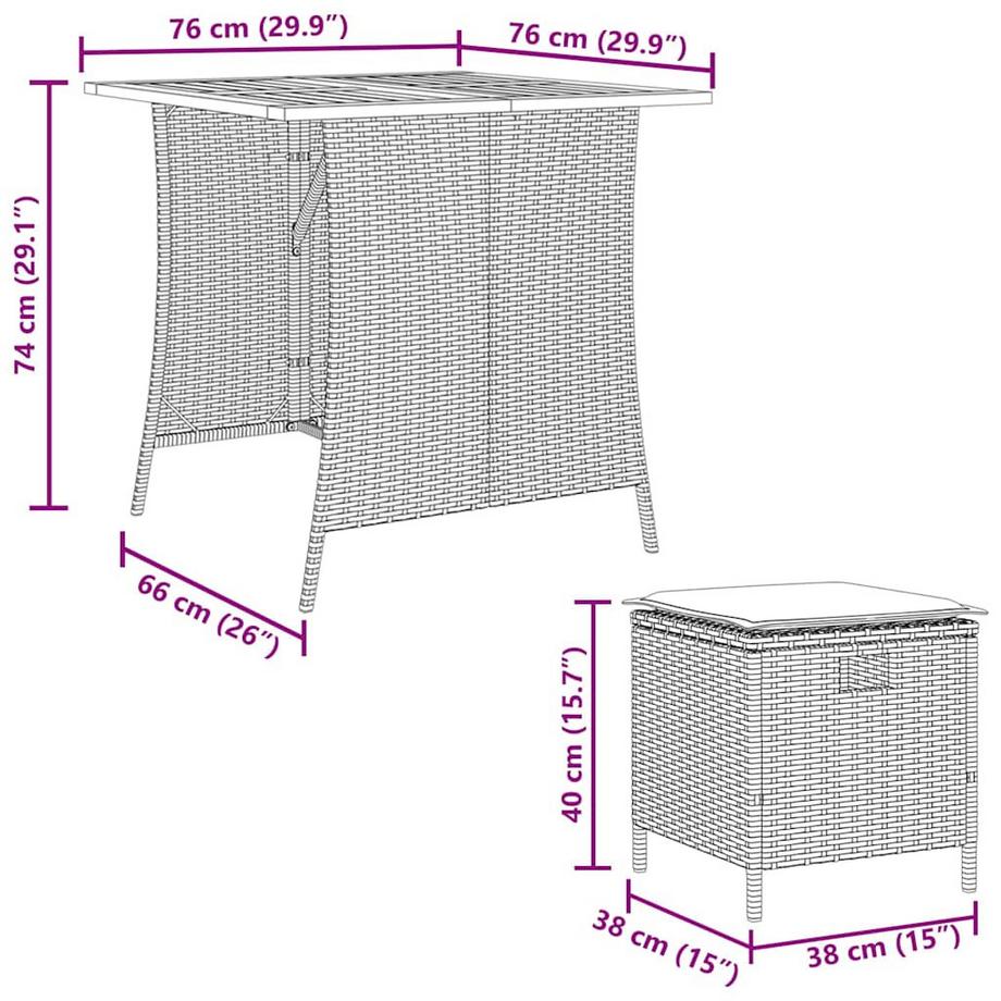 VidaXL Garten essgruppe poly-rattan  