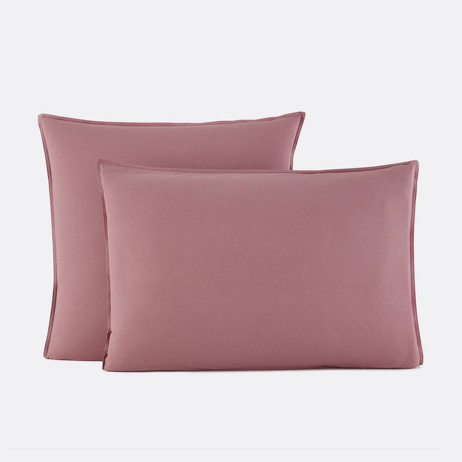 Taie d'oreiller unie en coton lavé