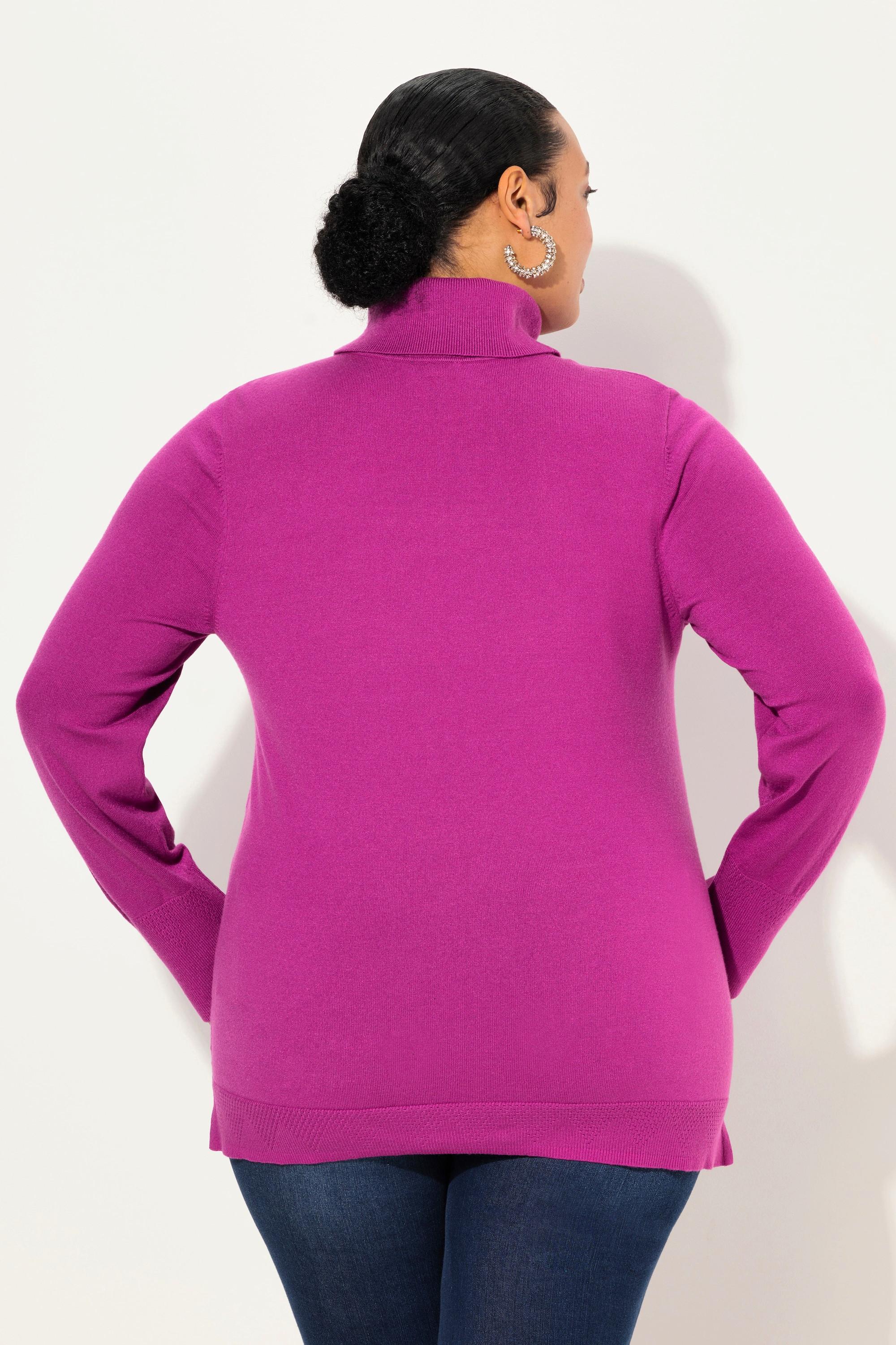 Ulla Popken  Pullover con collo dolcevita, alti orli a costine e maniche lunghe 