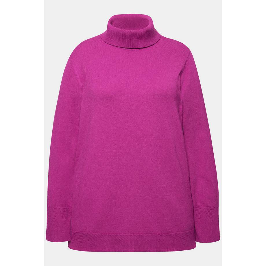 Ulla Popken Pullover dolcevita maniche lunghe con alti orli a costine  