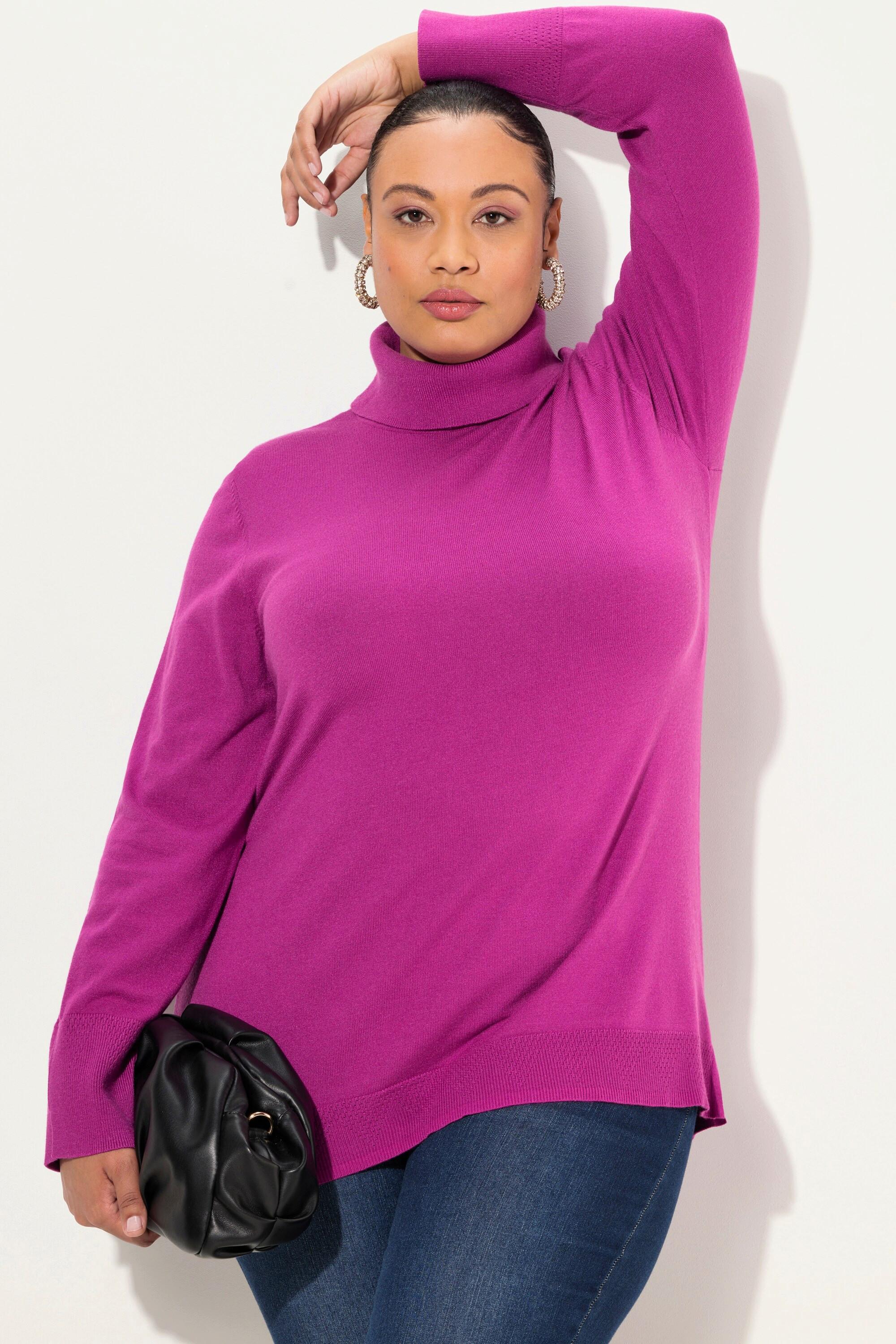 Ulla Popken  Rollkragenpullover, breite Rippbündchen, Langarm 