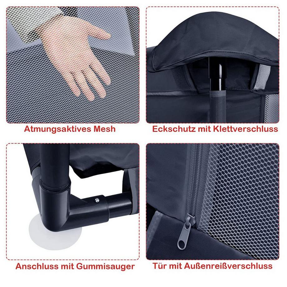 Northix  Baby Laufstall mit 50 Spielbällen Laufgitter mit Netz und Reißverschluss 120 x 190 cm Dunkelgrau 