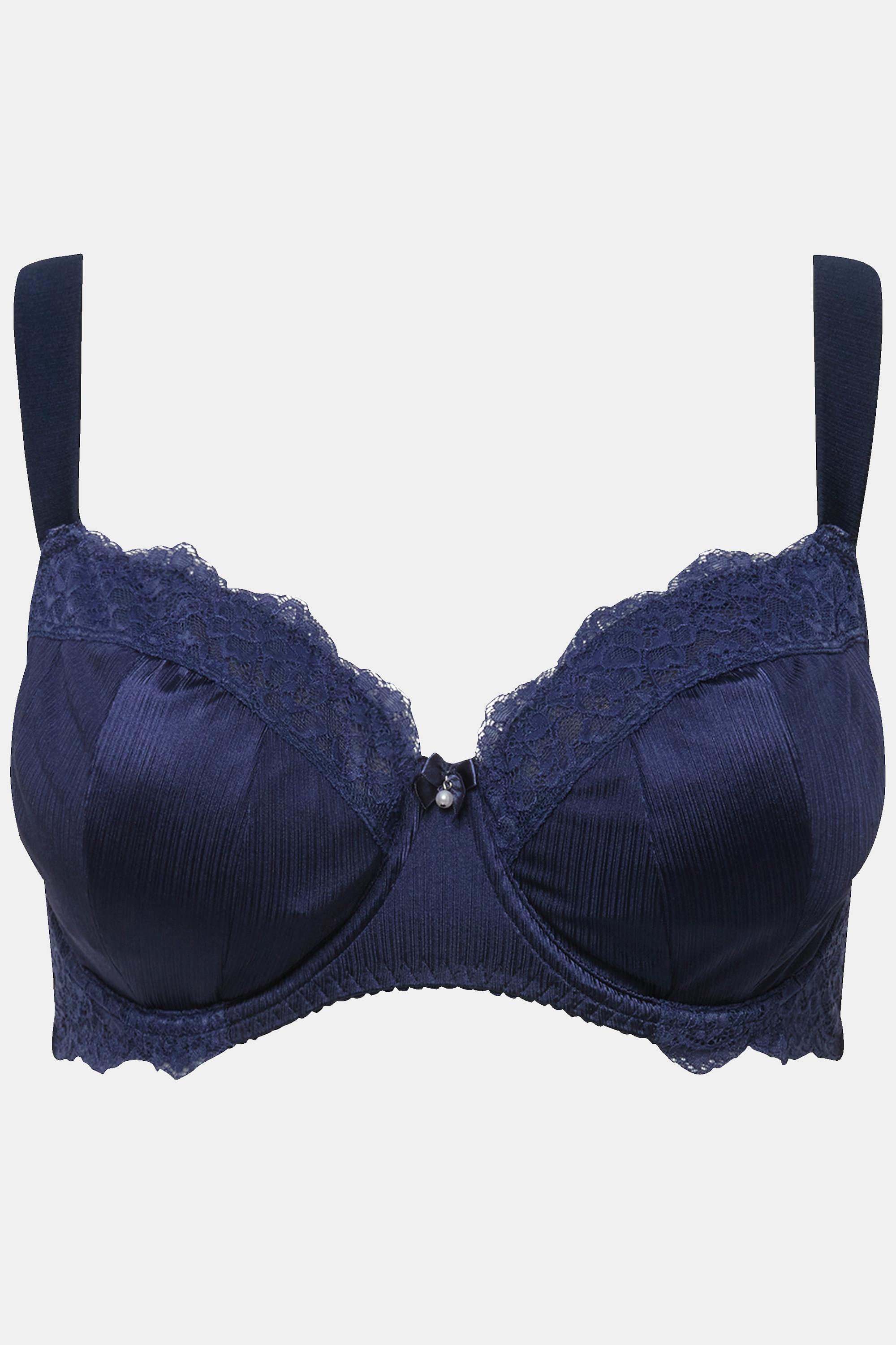 Ulla Popken  Reggiseno senza coppe preformate con ferretto, raso, pizzo e coppa C-F 