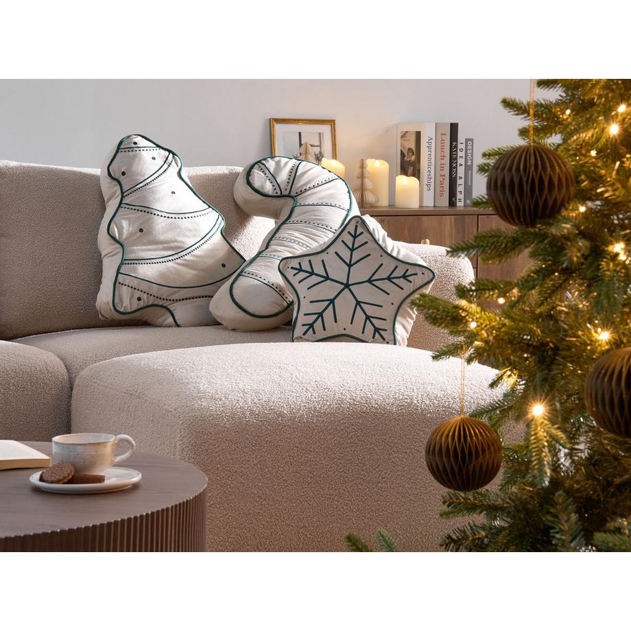 Beliani Dekokissen 3er Set aus Samtstoff Klassisch JOLLYTRIO  