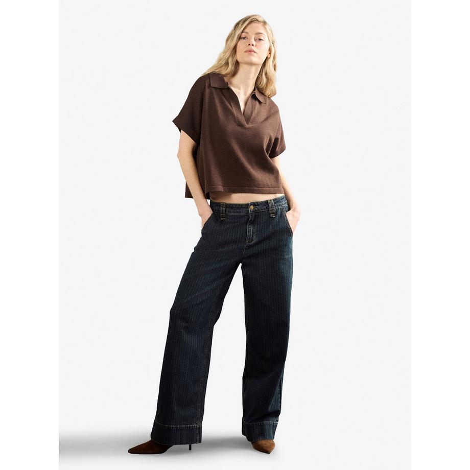 Nadelstreifen-Jeans mit weitem Bein
