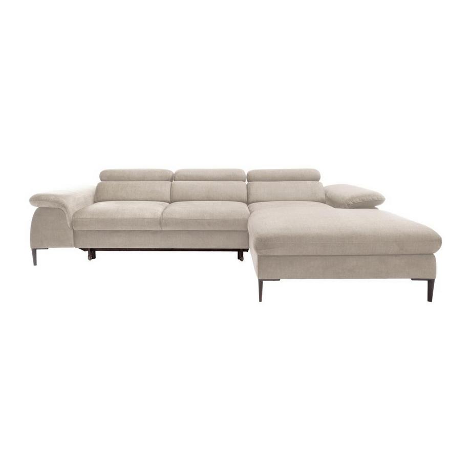 PASCAL MORABITO Canapé d'angle droit convertible droit en velours beige SEPINA de Pascal Morabito  