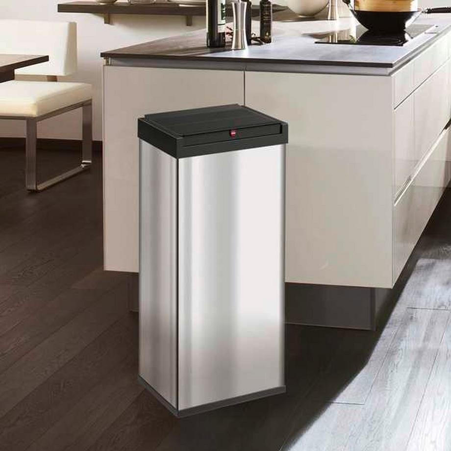 Hailo Boîte à déchets à couvercle basculant BIG-BOX SWING, capacité 52 l, collecteur inox.  