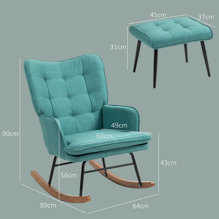 Northio Schaukelstuhl mit Hocker, Sessel, Stillstuhl, Schlafzimmer  