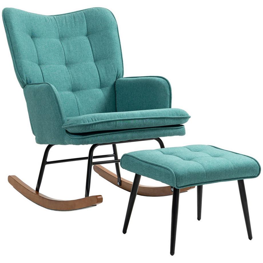 Schaukelstuhl mit Hocker, Sessel, Stillstuhl, Schlafzimmer