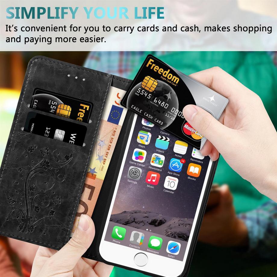 Cadorabo  Housse compatible avec Apple iPhone 6 / 6S avec ornements - Coque de protection avec fermeture magnétique, fonction de support et compartiment pour carte 