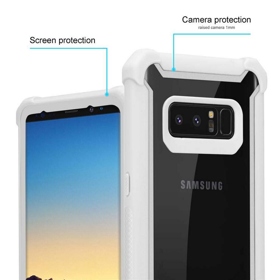 Cadorabo  Hülle für Samsung Galaxy NOTE 8 2-in-1 TPU Silikon-Rand Glas-Rücken 