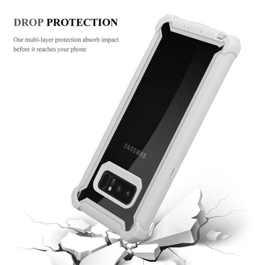 Cadorabo  Hülle für Samsung Galaxy NOTE 8 2-in-1 TPU Silikon-Rand Glas-Rücken 