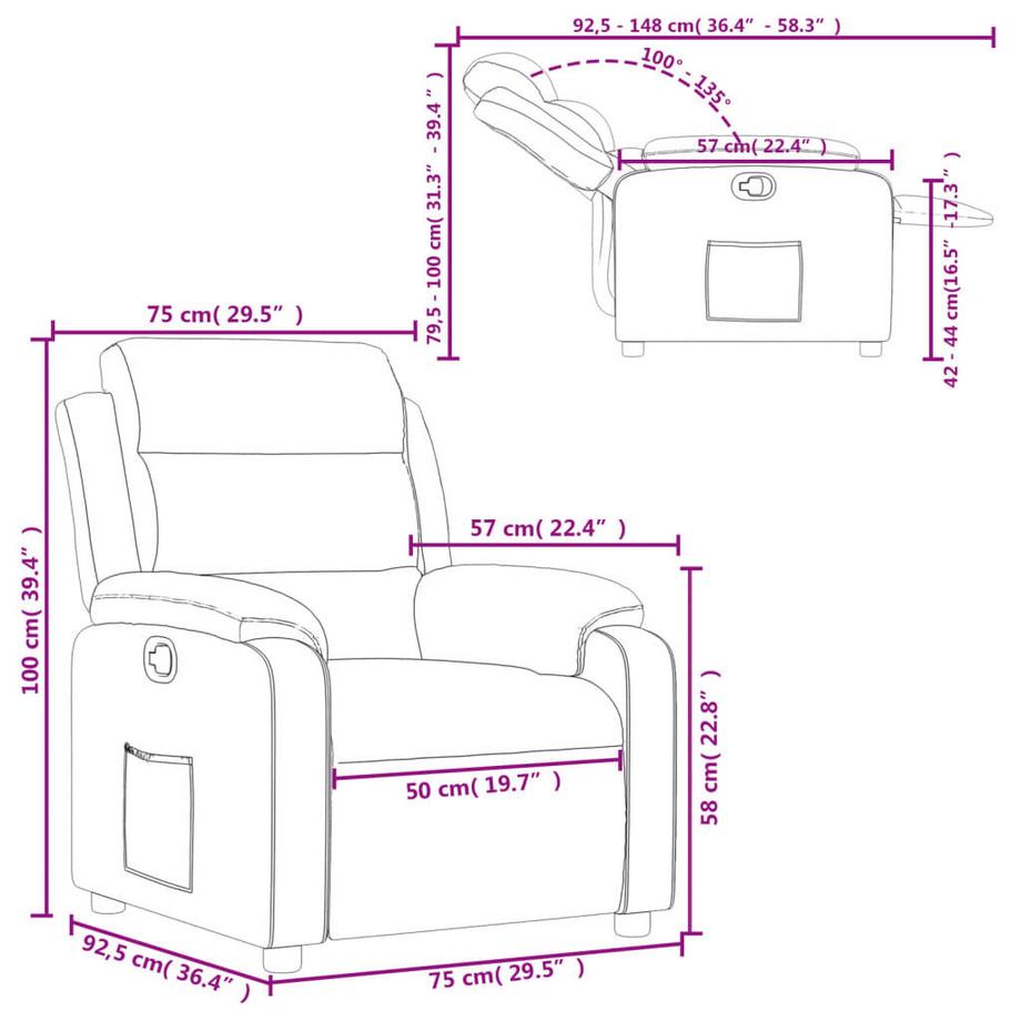 VidaXL Fauteuil inclinable tissu  