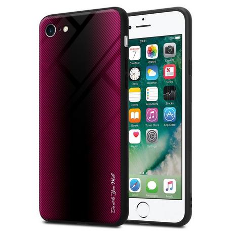 Cadorabo  Housse compatible avec Apple iPhone 7 / 7S / 8 / SE 2020 - Aspect rayé - Coque de protection en silicone TPU et dos en verre trempé 