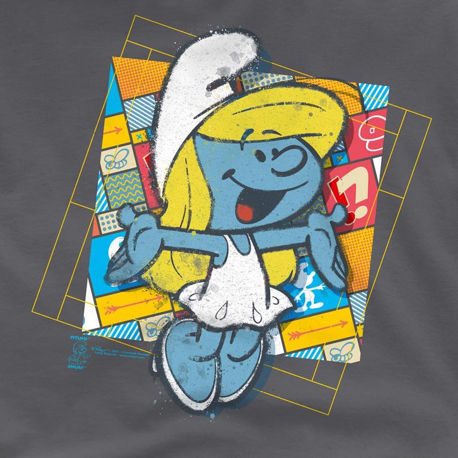 Puffi  Maglietta Puffetta (smurfette) Sfondo Patchwork 