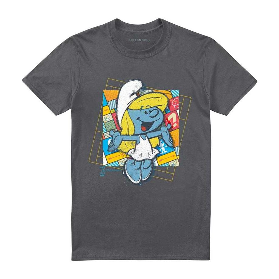 T-ShirtMotif Schtroumpfette Motiftyle Fond En Patchwork