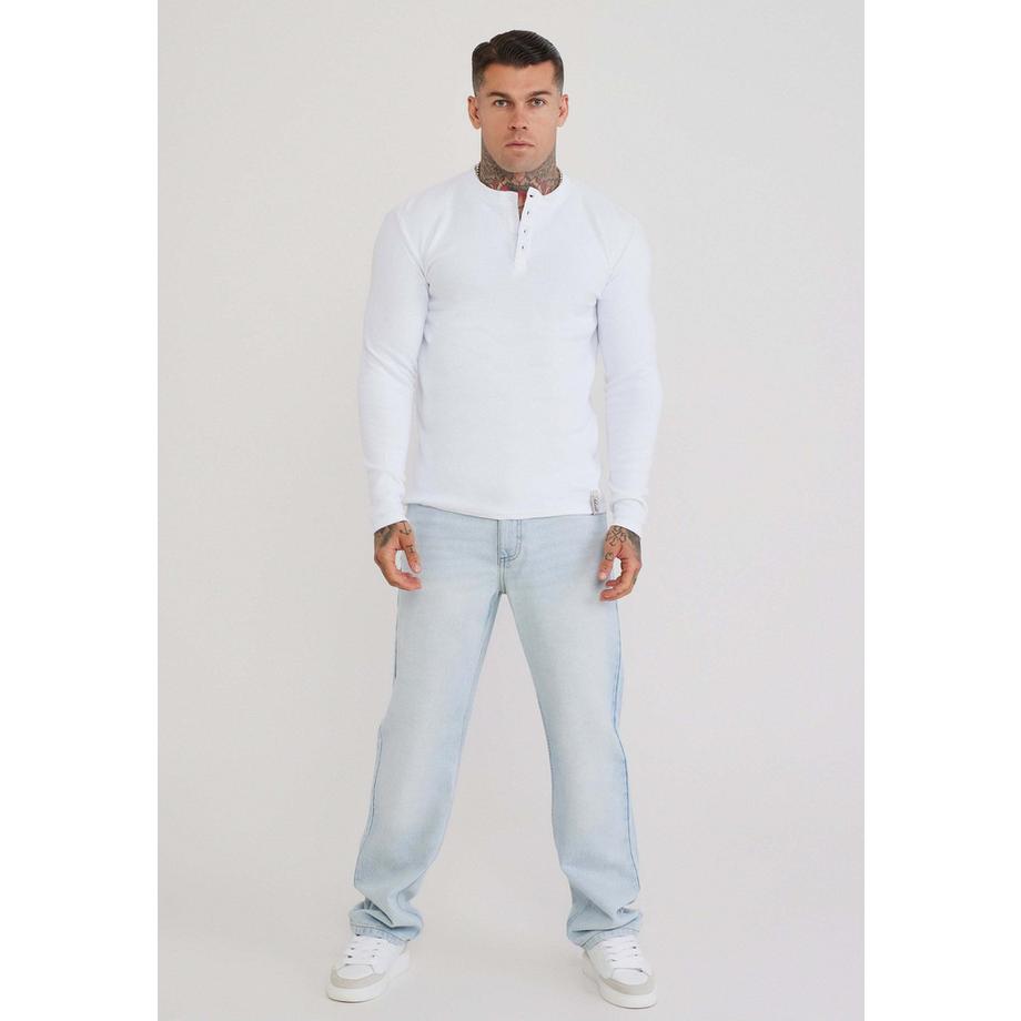 Sik Silk T-Shirt Henley Maniche Lunghe  