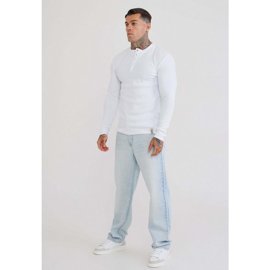 Sik Silk T-Shirt Henley Maniche Lunghe  