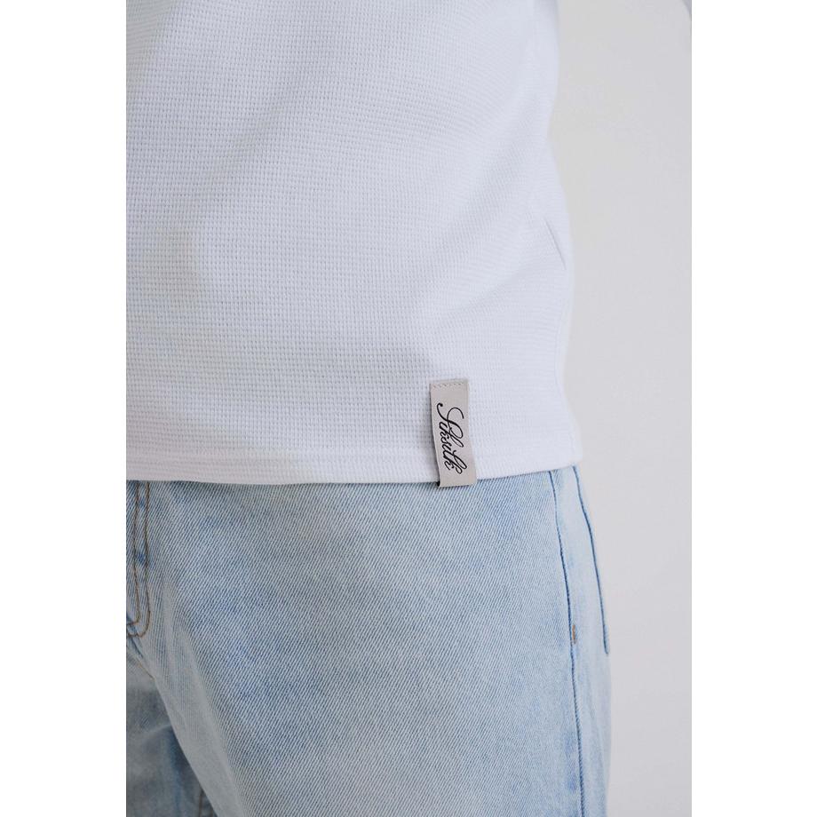 Sik Silk T-Shirt Henley Maniche Lunghe  