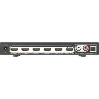 SpeaKa Professional  4 Porte Distributore, splitter HDMI Con porte audio, Con telecomando 3840 x 2160 Pixel Ner 