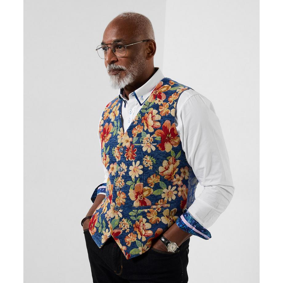 Weste mit floralem Jacquardmuster