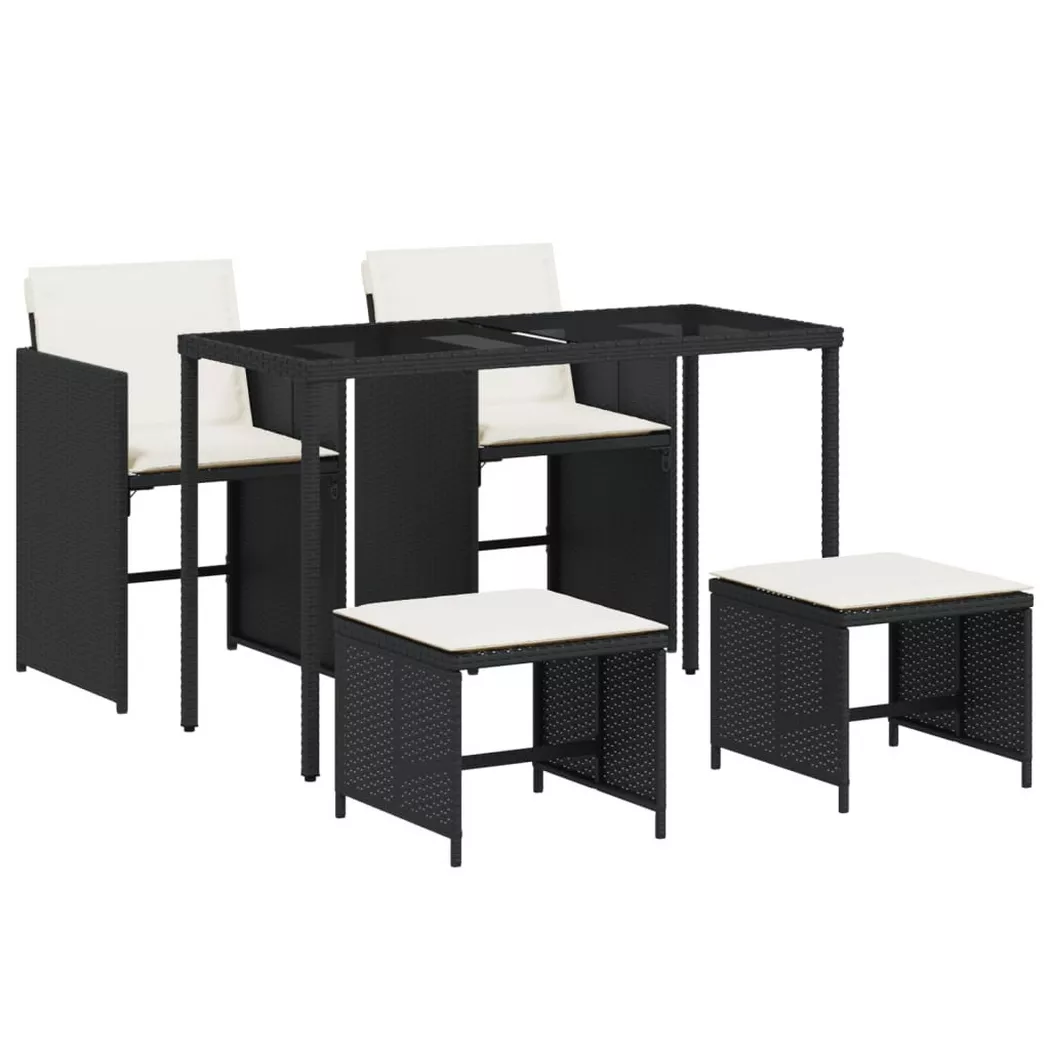 vidaXL Ensemble à manger de jardin coussins 5pcs Noir Résine tressée