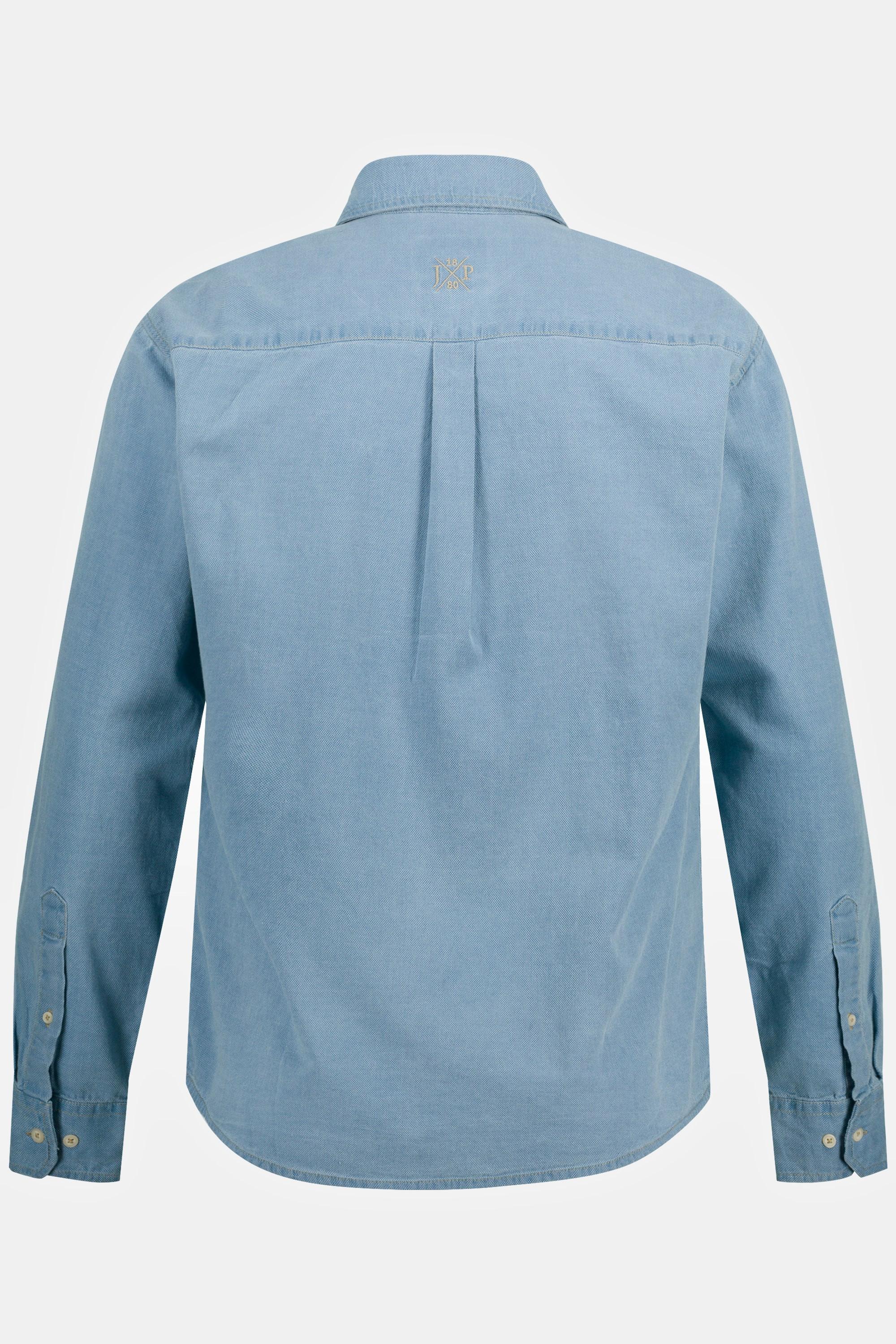 JP1880  Chemise à manches longues, aspect jean. Col Kent. Coupe Modern Fit. 