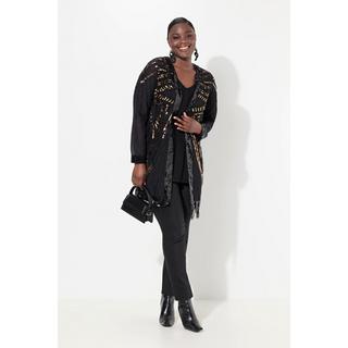 Ulla Popken Veste avec perles paillettes et franges  