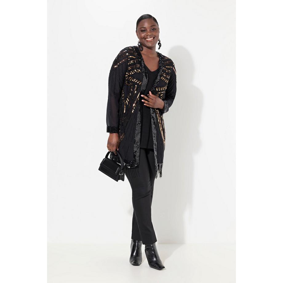 Ulla Popken Jacke mit Perlen Pailletten und Fransen  