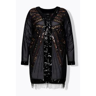 Ulla Popken Veste avec perles paillettes et franges  