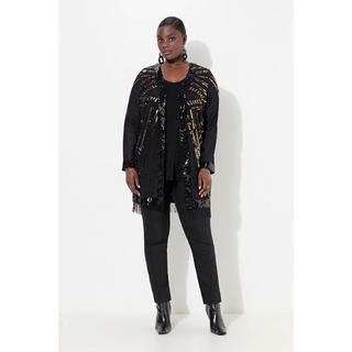 Ulla Popken Veste avec perles paillettes et franges  